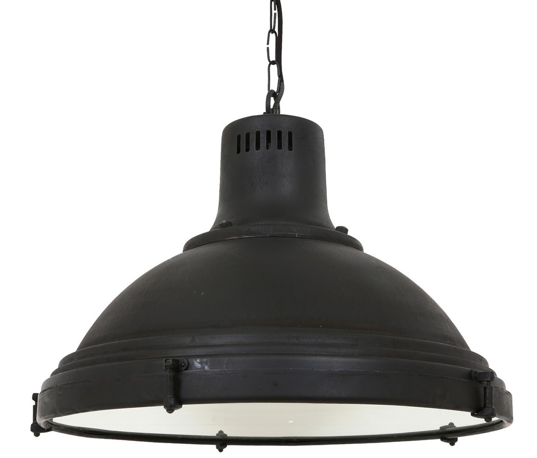 Industriele hanglamp Agra zwart glazen plaat E27 k...